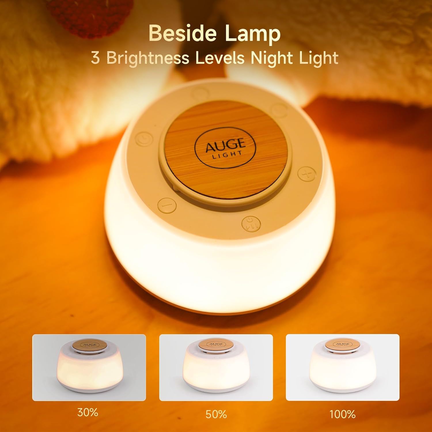 4 - in 1 White Noise Sound Machine with Night Lights 30 Soothing Sounds 32 Volume Levels 3 Timers, Portable Sleep Machine for Baby Kids Adults, Sound Therapy Nightstand for Home Travel - Auge Light