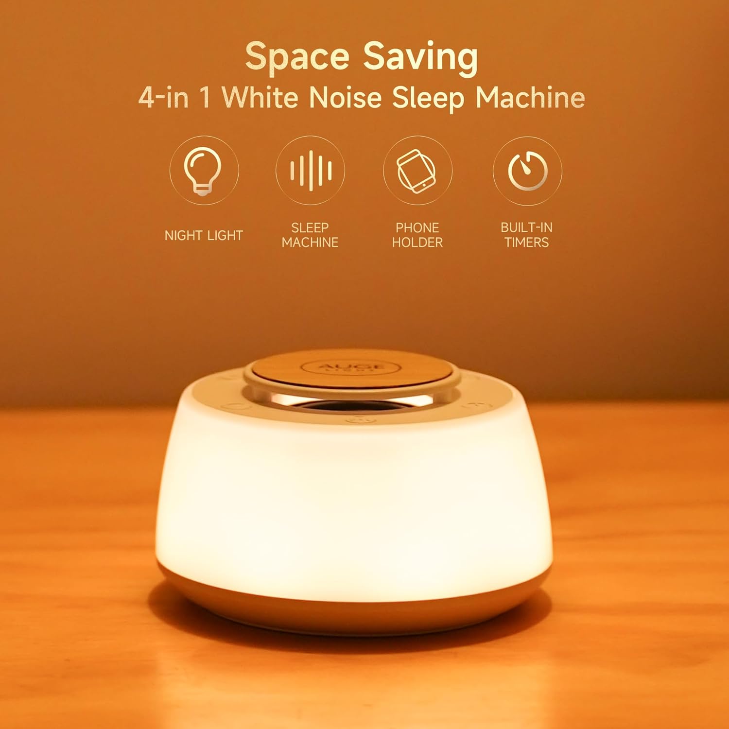 4 - in 1 White Noise Sound Machine with Night Lights 30 Soothing Sounds 32 Volume Levels 3 Timers, Portable Sleep Machine for Baby Kids Adults, Sound Therapy Nightstand for Home Travel - Auge Light